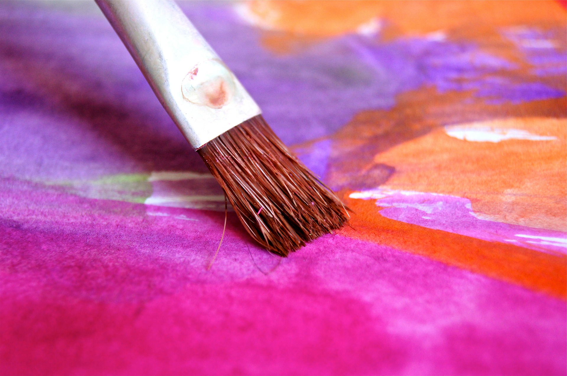 Paint brush on painting
