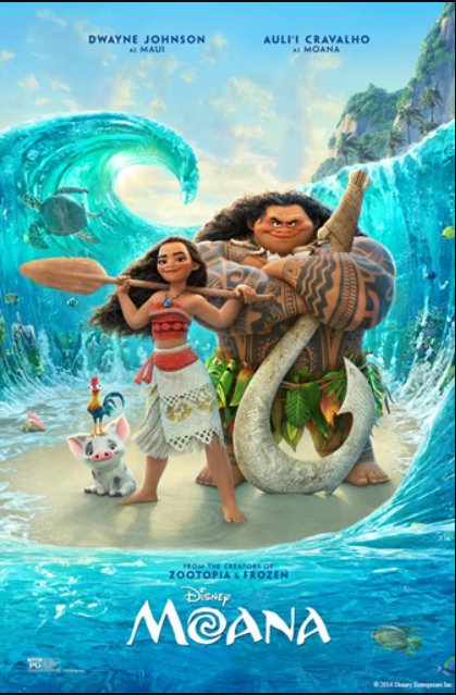 maui and moana standing in front of a wave