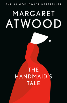 cover of the handmaid's tale woman in sillohuete with red dress and white wimple