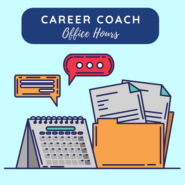 career coach office hours calendar folder papers