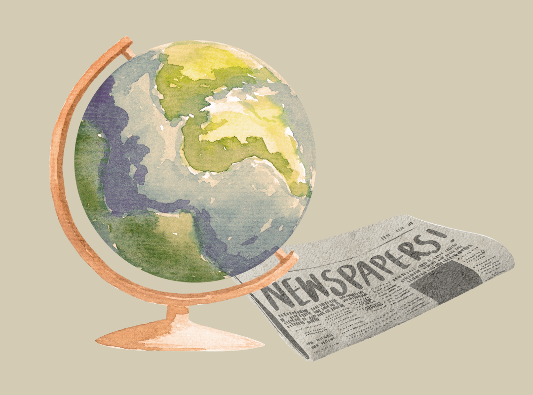 globe and newspaper