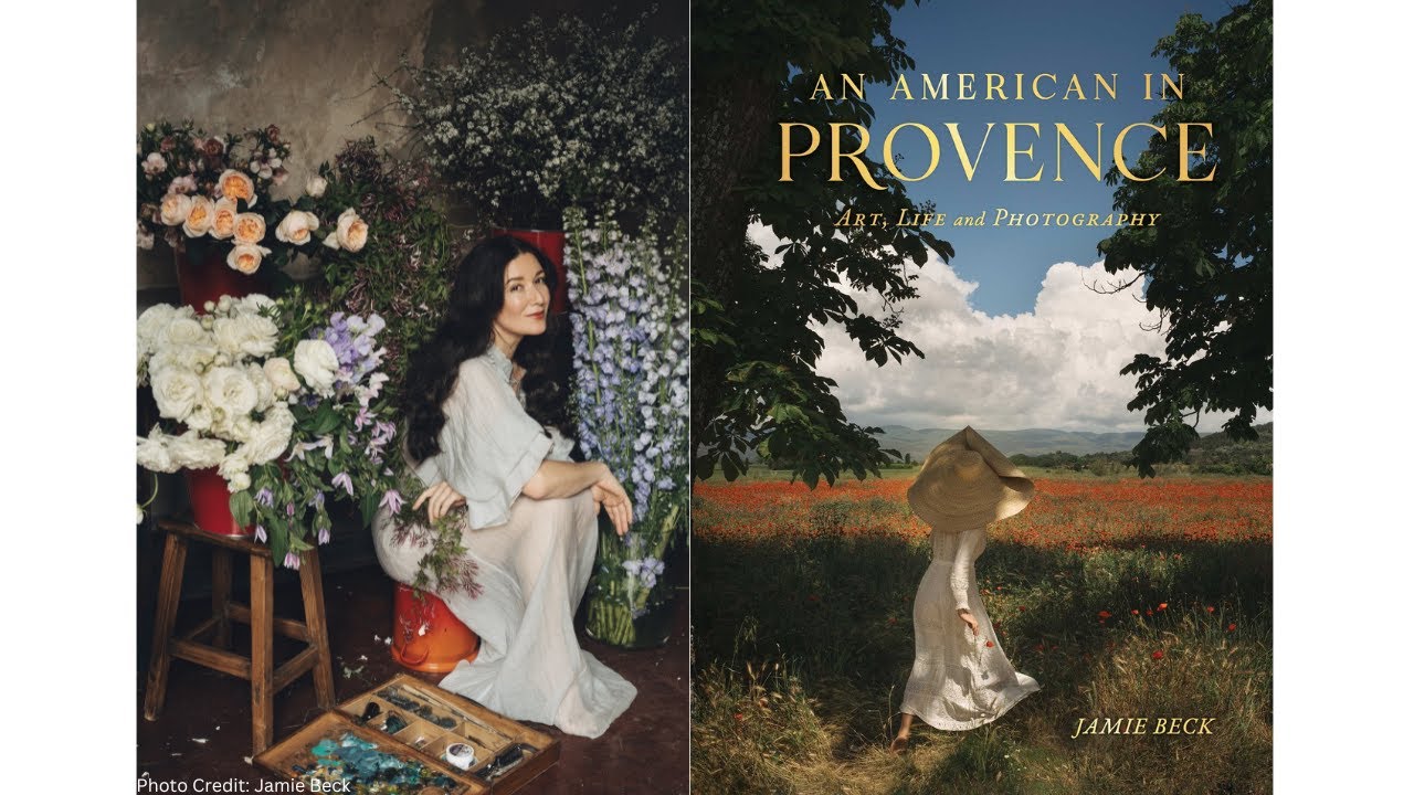 author photo jamie beck and cover of an american in provence
