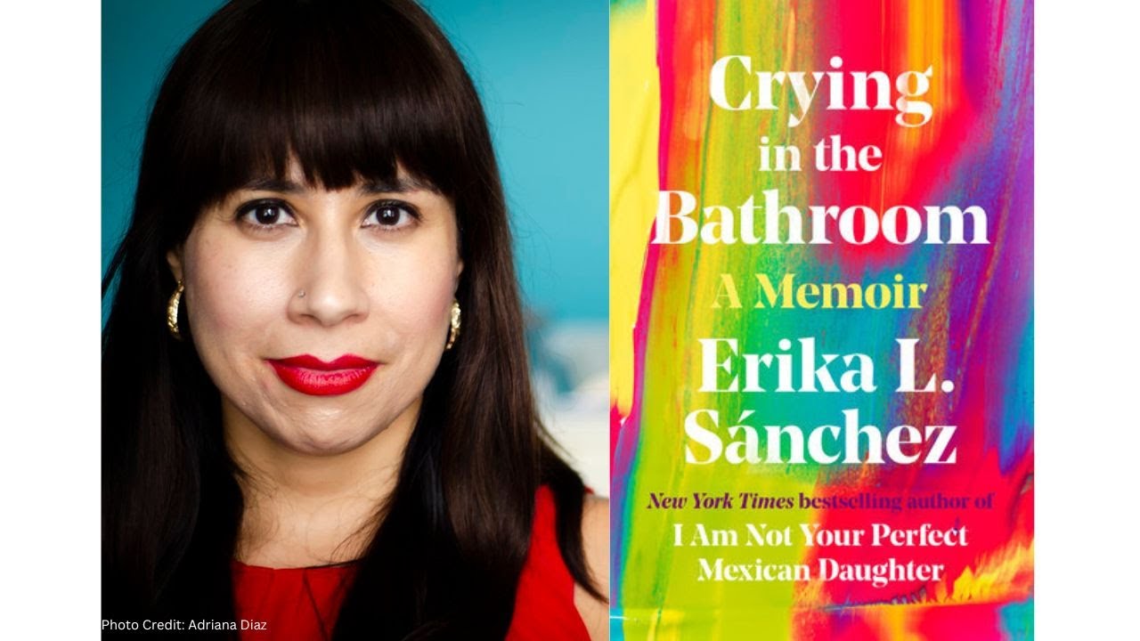 erika sanchez and book cover crying in the bathroom