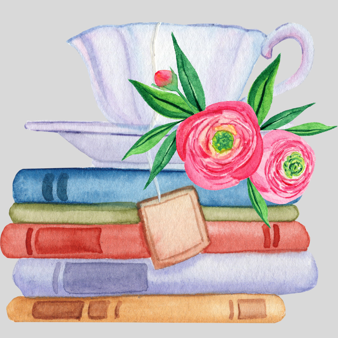 cup of tea on top of flowers on top of books