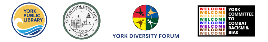 logos for york public library york school department, york diversity forum and committee to combat racism and bias