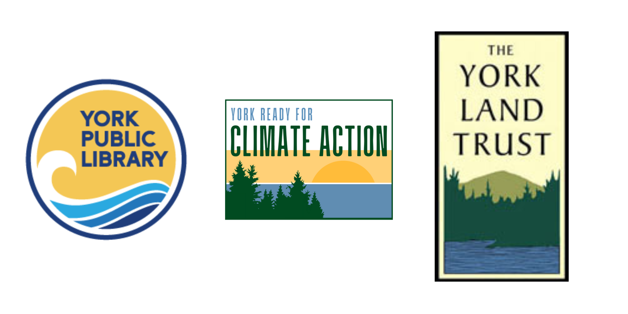 logos for york pubilc library york ready for climate action york land trust