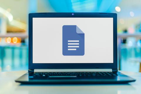 computer displaying google docs logo