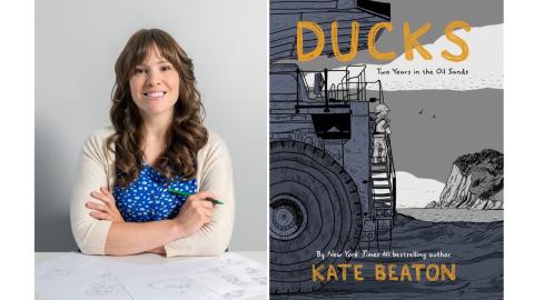 headshot kate beaton and book cover ducks