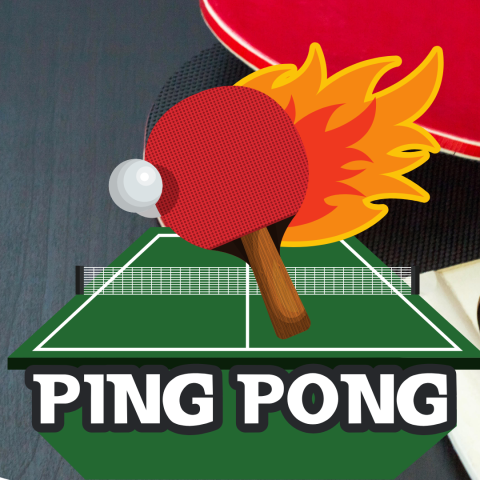 ping pong table with paddle on fire