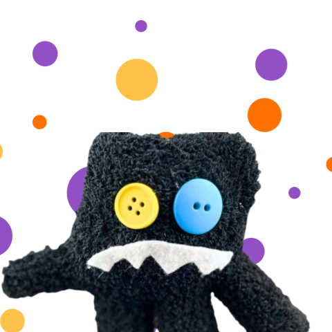 mitten monster with button eyes