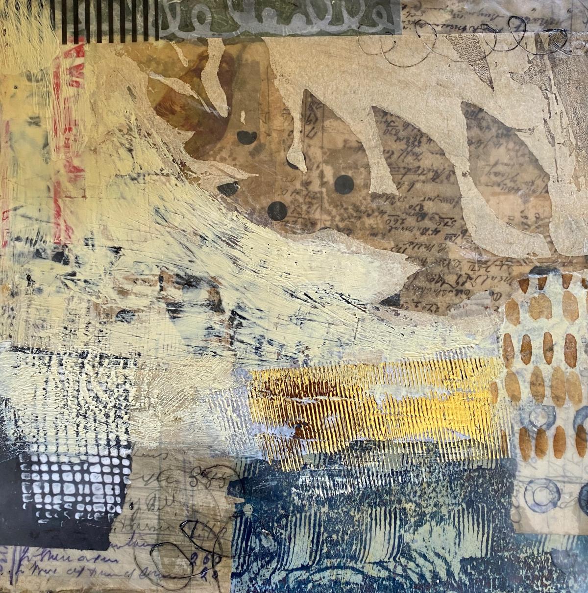 mixed media art with leaf motif