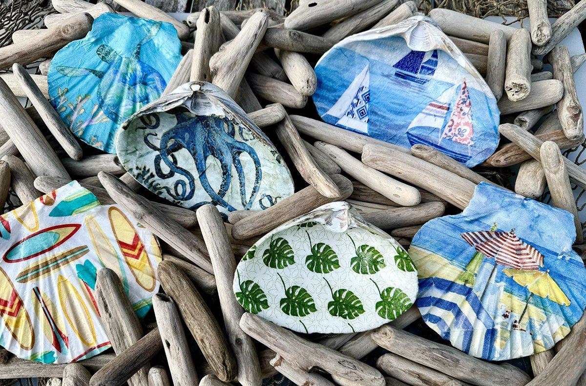 decoupage shells